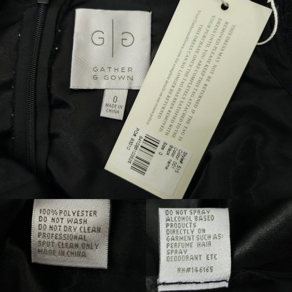 Gather & Gown Sheath Dress Women Size 0 Sleeveless Black Floral Lace Overlay NEW - Picture 8 of 13